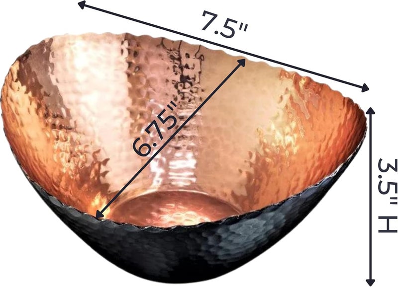 Monarch Abode Decorative Bowl for Home Decor – 7.5-Inch Black and Copper Plated Hand Hammered Key Bowls for Entryway Table, Fruit & Potpourri Bowl for Centerpiece, Modern Catch All Key Holder Bowl - Image 2